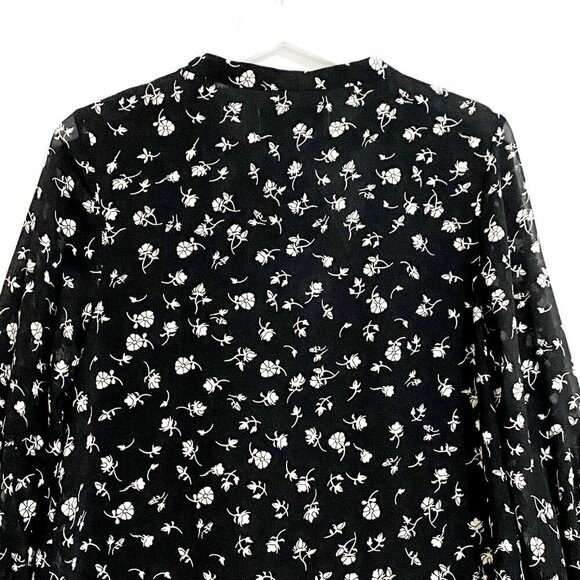 Wildfox Adore Black and White Floral Print Long Sleeve Dress, Size S - Picture 9 of 13